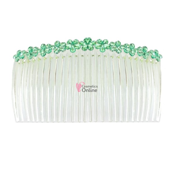 Pieptene din plastic BT015II Verde Transparent pentru decor par